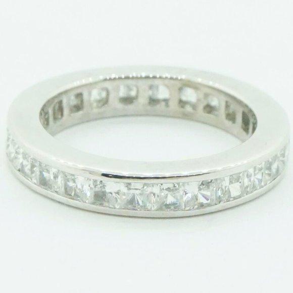 Estate Sale Cubic Zirconia Platinum Ring Size 7 Eternity White Princess Gemstone